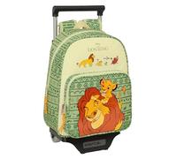 Safta MUFASA - Mochila Infantil con Carro 705, Ideal para Niños de Diferentes Edades, Cómoda y Versátil, Calidad y Resistencia, 27x10x33 cm, Color Verde/Beige