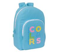 BENETTON SPRING - Mochila Escolar, Adaptable a Carro, Ideal para Niños de Diferentes Edades, Cómoda y Versátil, Calidad y Resistencia, Color Celeste