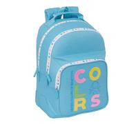 BENETTON SPRING - Mochila Escolar Infantil, Ideal para Niños de Diferentes Edades, Cómoda y Versátil, Calidad y Resistencia, 32x15x42 cm, Color Celeste