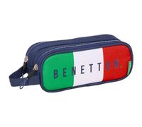 Safta Benetton Flag - Portatodo Doble Niño, Estuche Infantil, Estuche Niño, Ideal para Niños en Edad Escolar, Cómodo y Versátil, Calidad y Resistencia, 21x6x8 cm
