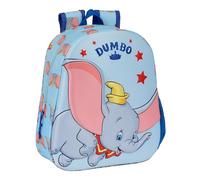 Safta DUMBO - Mochila Escolar, con Diseño 3D, Adaptable a Carro, Ideal para Niños de Diferentes Edades, Cómoda y Versátil, Calidad y Resistencia, 27x10x33 cm, Color Celeste