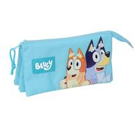 Safta BLUEY - Portatodo Triple, Estuche Infantil, Estuche Niño, Ideal para Niños en Edad Escolar, Cómodo y Versátil, Calidad y Resistencia, 22x3x12 cm, Color Celeste