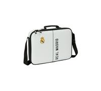 Safta REAL MADRID 1ª EQUIPACIÓN 24/25 - Cartera Extraescolares, Maletín Portatodo, Bandolera, Cómoda y Versátil, Calidad y Resistencia, 38x6x28 cm, Color Blanco/gris