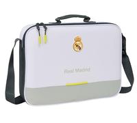 Safta 612554385 M385, Real Madrid EQUIPACIÓN 25/26-Cartera Extraescolares, Maletín Portatodo, Bandolera, Cómoda y Versátil, Calidad y Resistencia, 38x6x28 cm Unisex niños, Blanco, M