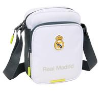Safta 612554672 M672, Real Madrid EQUIPACIÓN 25/26-Bandolera con Bolsillo Exterior, Maletín Portatodo, Bandolera, Cómoda y Versátil, Calidad y Resistencia, 16x6x22 cm Unisex niños, Blanco, M