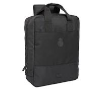 REAL MADRID PREMIUM - Mochila para Portátil 13.3'' y USB con Solapa, Ideal para Jóvenes de Diferentes Edades, Cómoda y Versátil, Calidad y Resistencia, 29x11x39 cm, Color Negro
