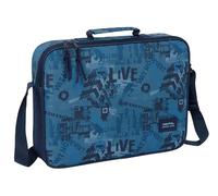Safta 642524385 M385, New Edition-Cartera Extraescolares, Maletín Portatodo, Bandolera, Cómoda y Versátil, Calidad y Resistencia, 38x6x28 cm Unisex niños, Azul Marino, M