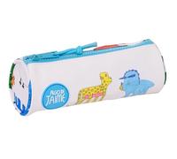 Safta ALGO DE JAIME - Estuche Redondo Escolar, Estuche Infantil, Estuche Niño, Ideal para Niños de 5 a 14 Años, Cómodo y Versátil, Calidad y Resistencia, 20x7 cm, Color Blanco