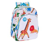 Safta ALGO DE JAIME - Mochila Infantil, Adaptable a Carro, Fácil Limpieza, Ideal para Niños de Diferentes Edades, Cómoda y Versátil, Calidad y Resistencia, 26x11x34 cm, Color Blanco