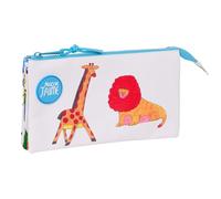 Safta ALGO DE Jaime - Portatodo Triple, Estuche Infantil, Estuche Niño, Ideal para Niños en Edad Escolar, Cómodo y Versátil, Calidad y Resistencia, 22x3x12 cm, Color Blanco