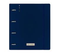 SAFTA | Archivador Folio A4 El Ganso Eclipse, Carpeta con Recambio 100 Hojas Cuadrícula 5x5 mm 90 g/m², 4 Anillas Redondas 35 mm, PP Foam Azul, Cierre Elástico, Separadores, Medidas 27x4x32 cm