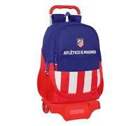 Safta ATLÉTICO DE MADRID - Mochila Escolar con Carro, Ideal para Niños de Diferentes Edades, Cómoda y Versátil, Calidad y Resistencia, 33x15x43 cm
