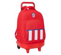 Safta ATLÉTICO DE MADRID - Mochila Grande con Ruedas, Compacta, Extraíble, Ideal para Niños de Diferentes Edades, Cómoda y Versátil, Calidad y Resistencia, 33x22x45 cm, Color Rojo