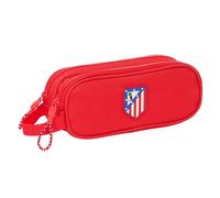 SAFTA ATLÉTICO DE Madrid - Portatodo Doble Niño, Estuche Infantil, Estuche Niño, Ideal para Niños en Edad Escolar, Cómodo y Versátil, Calidad y Resistencia, 21x6x8 cm, Color Rojo