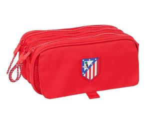SAFTA ATLÉTICO DE Madrid - Portatodo Triple Big, Estuche Infantil, Estuche Niño, Ideal para Niños en Edad Escolar, Cómodo y Versátil, Calidad y Resistencia, 21.5x8x10 cm, Color Rojo