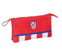 SAFTA ATLÉTICO DE Madrid - Portatodo Triple, Estuche Infantil, Estuche Niño, Ideal para Niños en Edad Escolar, Cómodo y Versátil, Calidad y Resistencia, 22x3x12 cm, Color Rojo