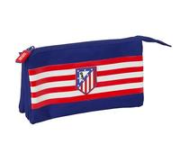Safta ATLÉTICO DE MADRID - Portatodo Triple, Estuche Infantil, Estuche Niño, Ideal para Niños en Edad Escolar, Cómodo y Versátil, Calidad y Resistencia, 22x3x12 cm