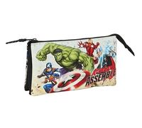 Safta Avengers Forever - Portatodo Triple, Estuche Infantil, Estuche Niño, Ideal para Niños en Edad Escolar, Cómodo y Versátil, Calidad y Resistencia, 22x3x12 cm, Multicolor