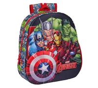 Safta AVENGERS - Mochila Escolar, con Diseño 3D, Adaptable a Carro, Ideal para Niños de Diferentes Edades, Cómoda y Versátil, Calidad y Resistencia, 27x10x33 cm, Color Negro/Rojo