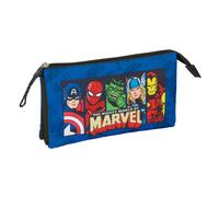 Safta – Portatodo triple – Avengers – Estuche infantil 22x3x12 cm, cómodo, versátil y resistente