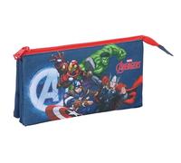 AVENGERS - Portatodo Triple, Estuche Infantil, Estuche Niño, Ideal para Niños en Edad Escolar, Cómodo y Versátil, Calidad y Resistencia, 22x3x12 cm