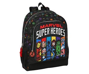 Safta AVENGERS Super Heroes - Mochila Escolar Infantil, Ideal para Niños de Diferentes Edades, Cómoda y Versátil, Calidad y Resistencia, 32x14x42 cm, Color Negro