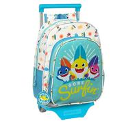 Safta BABY SHARK SURFING - Mochila Infantil con Carro 705, Ideal para Niños de Diferentes Edades, Cómoda y Versátil, Calidad y Resistencia, 26x11x34 cm, Color Azul y Blanco