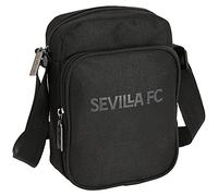safta, Bandolera con Bolsillo Exterior de Sevilla FC Teen, 160x60x220 mm Unisex niños, Negra, Estándar