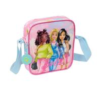 Safta | Bandolera Infantil Barbie Painterly, Bolsito Cruzado con Correa Ajustable, Compartimento con Cremallera, Diseño Rosa con Ilustración Barbie, Medidas 16x4x18 cm