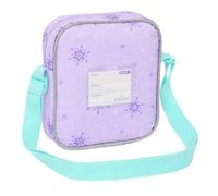 Safta | Bandolera Infantil Disney Frozen Spirit, Bolsito Escolar con Correa Ajustable, Cierre con Cremallera, Ligera y Resistente para Vuelta al Cole, Color Lila con Asa Turquesa, Medidas 16x4x18 cm