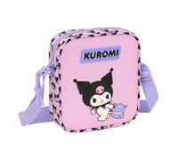 Safta | Bandolera Infantil Kuromi, Bolsito Cruzado con Correa Ajustable, Cierre con Cremallera, Diseño Rosa y Lila con Estampado Kuromi, Ligera y Resistente para Vuelta al Cole, Medidas 16x4x18 cm