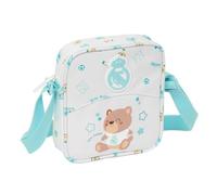 Safta | Bandolera Infantil Real Madrid Preescolar Blanca, Correa Ajustable, Bolso Cruzado Escolar para Vuelta al Cole, Compartimento con Cremallera, Ligera y Resistente, Medidas 16x4x18 cm