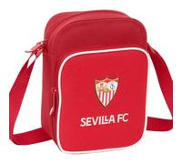 Safta | Bandolera Pequeña Sevilla FC Resistente al Agua, Bolso Cruzado Deportivo con Compartimento Principal y Bolsillo Frontal con Cremallera, Bolsillo Trasero con Velcro, Medidas 16x6x22 cm