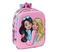 Safta BARBIE 3D - Mochila de Guardería 3D, Adaptable a Carro, Fácil Limpieza, Ideal para Niños de Diferentes Edades, Cómoda y Versátil, Calidad y Resistencia, 22x10x27 cm