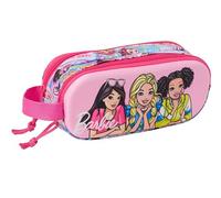 Safta Barbie 3D - Portatodo Doble 3D, Estuche Infantil, Estuche Niño, Ideal para Niños en Edad Escolar, Cómodo y Versátil, Calidad y Resistencia, 21x6x8 cm