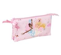 BARBIE BALLET - Portatodo Triple, Estuche Infantil, Estuche Niño, Ideal para Niños en Edad Escolar, Cómodo y Versátil, Calidad y Resistencia, 22x3x12 cm