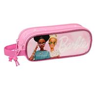 SAFTA Barbie Girl - Portatodo Doble Niño, Estuche Infantil, Estuche Niño, Ideal para Niños de 5 a 14 Años, Cómodo y Versátil, Calidad y Resistencia, 21x6x8 cm, Color Rosa