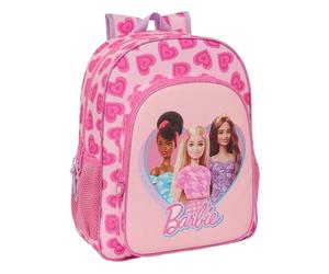Safta BARBIE LOVE - Mochila Escolar Niño, Mochila Infantil, Adaptable a Carro, Ideal para Niños en Edad Escolar, Cómoda y Versátil, Calidad y Resistencia, 32x12x38 cm, Color Rosa