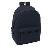 SAFTA BASIC AZUL OSCURO - Mochila para Portátil 15.6" y USB, Ideal para Jóvenes de Diferentes Edades, Tejido Reciclado, Cómoda y Versátil, Calidad y Resistencia, 31x18x44 cm