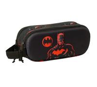 Safta Batman 3D - Portatodo Doble 3D, Estuche Infantil, Estuche Niño, Ideal para Niños en Edad Escolar, Cómodo y Versátil, Calidad y Resistencia, 21x6x8 cm, Color Negro
