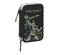 Safta Batman Game Over - Estuche Escolar Niño, Estuche con Colores, con 29 Útiles Incluidos, Ideal para Niños de 5 a 14 Años, Cómodo y Versátil, Calidad y Resistencia, 12.5x4x19.5 cm