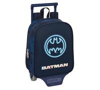 Safta BATMAN LEGENDARY - Mochila Guardería con Carro, Ideal para Niños de Diferentes Edades, Cómoda y Versátil, Calidad y Resistencia, 22x10x27 cm, Color Azul Marino