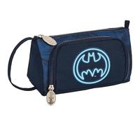 Safta Batman Legendary - Portatodo con Bolsillo Desplegable Vacío, Estuche Infantil, Estuche Niño, Ideal para Niños en Edad Escolar, Versátil, Calidad y Resistencia, 20x8.5x11 cm, Color Azul Marino