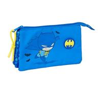 Safta Batman Preescolar - Portatodo Triple, Estuche Infantil, Estuche Niño, Ideal para Niños en Edad Escolar, Cómodo y Versátil, Calidad y Resistencia, 22x3x12 cm