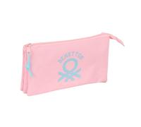 Safta benetton basics rosa pastel - portatodo triple, estuche infantil