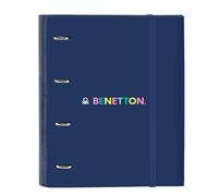 Safta BENETTON COOL - Carpeta 4 Anillas de 35 cm con 100 Hojas A4, Ideal para Niños de Diferentes Edades, Cómoda y Versátil, Calidad y Resistencia, 27x3.5x32 cm, Color Azul Marino