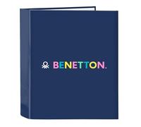 Safta BENETTON COOL - Carpeta Folio 4 Anillas, Ideal para Niños de Diferentes Edades, Cómoda y Versátil, Calidad y Resistencia, 27x6x33 cm, Color Azul Marino