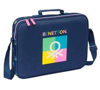 Safta Benetton Cool - Cartera Extraescolares, Maletín Portatodo, Bandolera, Cómoda y Versátil, Calidad y Resistencia, 38x6x28 cm, Color Azul Marino