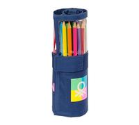 Safta Benetton Cool - Estuche Enrollable Útiles Incluidos, Estuche Infantil, Estuche Niño, Ideal para Niños de 5 a 14 Años, Cómodo y Versátil, Calidad y Resistencia, 7x20 cm, Color Azul Marino