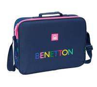 Safta M385 612550385, Benetton DAMERO-Cartera Extraescolares, Maletín Portatodo, Bandolera, Cómoda y Versátil, Calidad y Resistencia, 38x6x28 cm, Color Unisex niños, Azul Marino, M